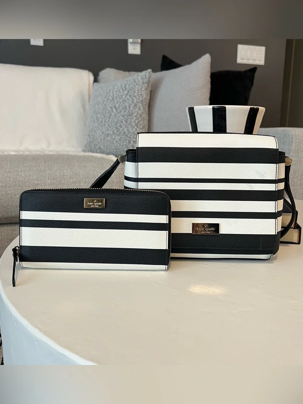 Kate Spade Bon Bon Stripe Arbour Hill Printed Crossbody & Wallet Set
